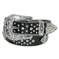 thumbnail image 1 of CTM®  Fleur de Lis Studded Rhinestone Belt (Women's), 1 of 4
