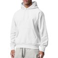 thumbnail image 1 of Innerwin Sweatshirts Drawstring Men's Hoodies Fall Solid Color Thick Hooded Sweatshirt White L, 1 of 3