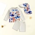 thumbnail image 2 of Akiihool Swim Shirts for Toddler Boys Boys Rash Guard Swimsuits Set for Boys 2 Piece Long Sleeve Swim Shirts Quick Dry Bathing Suits with Trunks (White,3-4 Years), 2 of 4