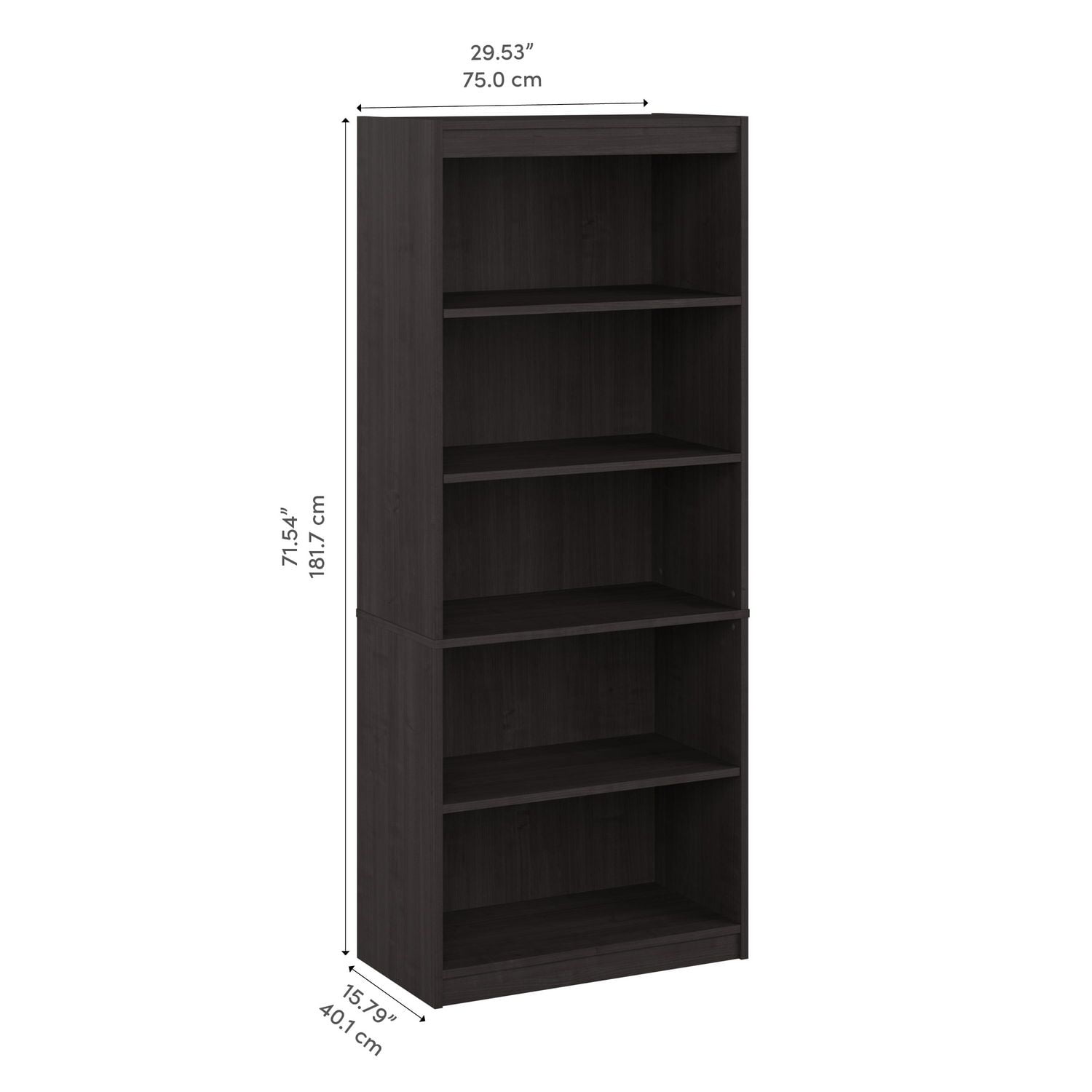 Bibliothèque à 5 tablettes Logan de Bestar, érable graphite
