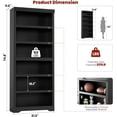 thumbnail image 4 of Tall Farmhouse Bookshelf - 6 Tier Black Embossed Bookcase with Adjustable Shelves, Anti-Tip Floor Standing Storage for Home Office, Living Room, Study, Library, Balcony, 6 Layers, W800, 4 of 6