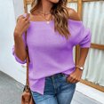 thumbnail image 1 of Qertyioot Pulls for Femmes, Mode Occasionnelle de Couleur Unie à Manches Longues Pull-Cou, 1 of 6