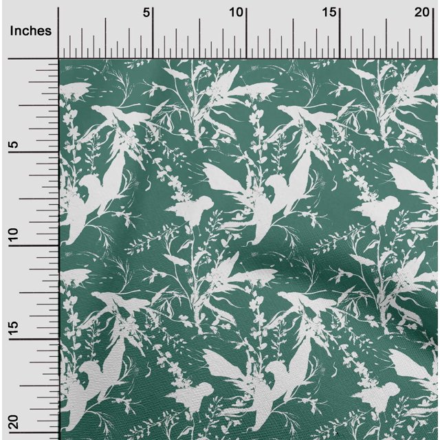oneOone Tissu Velours Vert Sarcelle Poussiéreux Feuilles Matériel de Robe Tissu Imprimé Tissu au Mètre 58 Pouces de Large