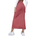 thumbnail image 2 of Slit Long Skirt, Bodycon Long Skirt Solid Color Elastic Easy Matching  For Vacation Green,Red,Brownness,Brown,Black, 2 of 6