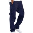 thumbnail image 1 of LUXUR Mens Drawstring Trousers Casual Sports Cargo Pant Navy Blue 4XL, 1 of 2