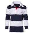 thumbnail image 1 of Sportoli?‚? ® Grands Garçons Polo Rugby à Manches Longues à Larges Rayures 100 % Coton - Blanc (Taille 16), 1 of 7