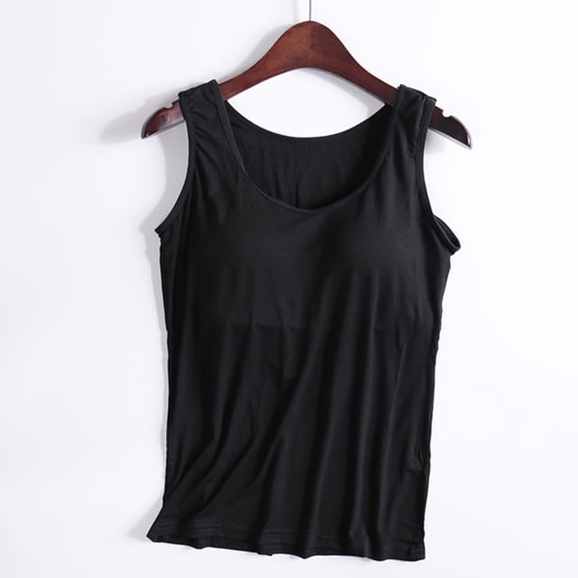 UPPADA Womens Crewneck Tank Tops Summer Sleeveless Scoop Neck Tees Solid Color Basic Slim Fitted Cami Shirts Womens Tank Tops Camisole Top Built In Bra Adjustable Straps,Clearance on sale