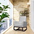 thumbnail image 3 of Patiojoy 2-in-1 Upholstered Rocking Chair with Wood Leg & Pillow Relax Sofa Chair Light Gray, 3 of 10