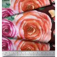 thumbnail image 3 of Soimoi Moss Tissu Georgette Feuilles & Rose Imprimé par Yard 42 Pouces de Large, 3 of 3