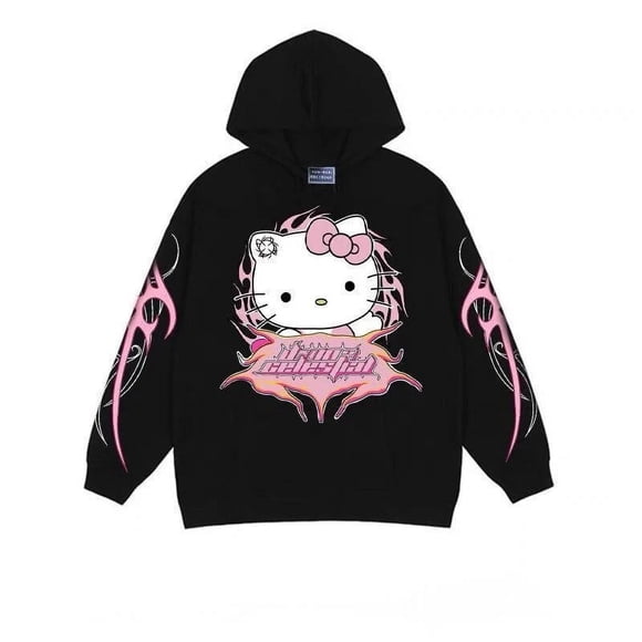 Sanrio Hello Kitty Cartoon Cute Hoodie Women Men Streetwear Loose Sweatshirts Y2k Tops Couple Cotton Harajuku Fashion Pullover