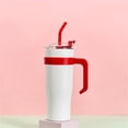 thumbnail image 3 of Tasse d'Eau avec Paille et Couvercle, Grande Capacité 40 Oz, Tasse avec Poignée, Tasse Isotherme en Acier Inoxydable, Poignée à Paille Montée sous Vide pour Isolation Froide, Tasse d'Eau pour Voiture Tasses Froides avec Couvercle et Paille, 3 of 7