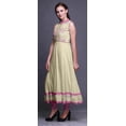 thumbnail image 3 of Bimba Robe Anarkali Ivoire à Fleurs de Chine, Col Mandarin, Sans Manches, Kurtis pour Femmes, Robe Maxi à Imprimé, Petit, 3 of 6