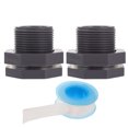 thumbnail image 3 of 2pcs PVC Bulkhead Fitting 3/4 Inch Pipe Connector for Rain Barrels Water Tanks, 3 of 7