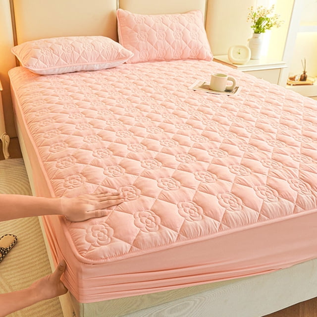 UsRHHA Waterproof Mattress Protector Cover 150x200cm, Fitted Bed Sheet with Soft Breathable Fabric for All Season Protection, Washed Fabric Bedding Cover