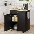 thumbnail image 1 of Walsunny Kitchen Island Table Stand with Storage on Wheels,Rolling Kitchen Cart Storage Cabinet with Drawer,Black, 1 of 8