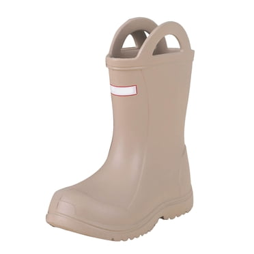 Splozh Little Rain Boots Girls' Mid Calf Round Toe Tote Rain Boots for Toddlers Children Coffee,10.5-11 Years