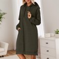 thumbnail image 4 of Longs Chandails à Capuchon pour Femmes 2025 Manches Longues Ourlet Fendu Robe à Capuchon Unie avec Poches Chandail à Capuchon pour Femmes, 4 of 7