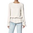 thumbnail image 1 of TheMogan Women's S~XL Puff Long Sleeve Shirred Drop Waist Chiffon Ruffle Peplum Blouse, 1 of 7