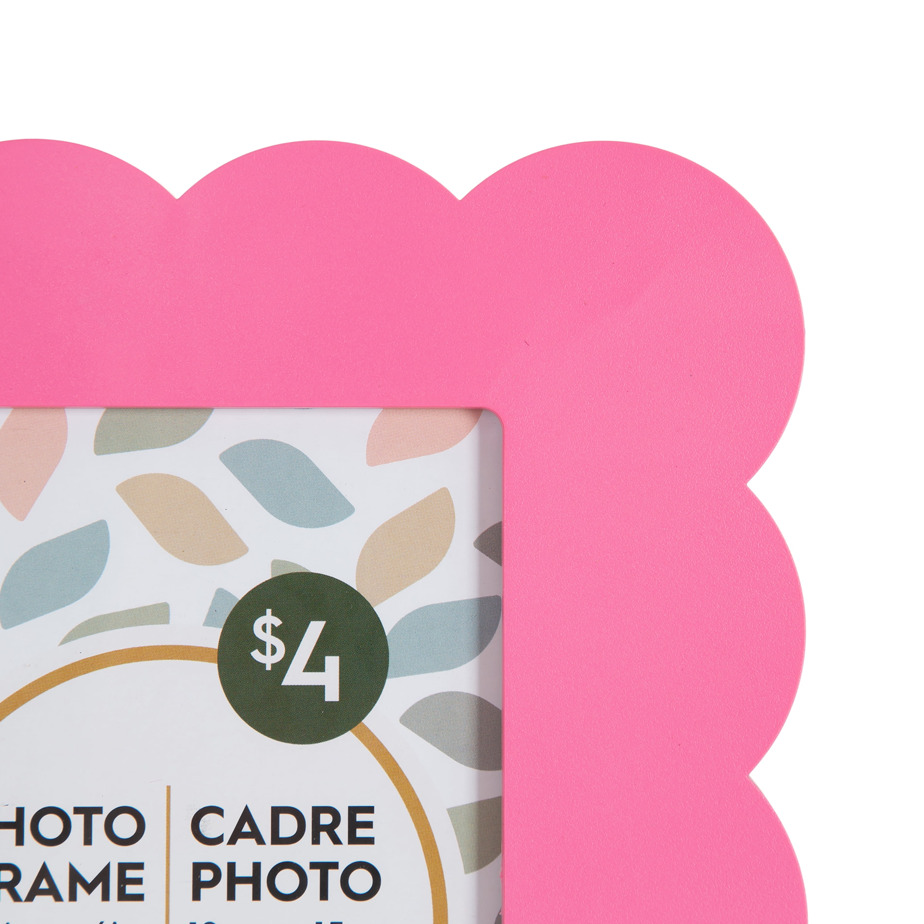 DesignOvation Scalloped 4" x 4" Pink Decorative Tabletop Picture Frame