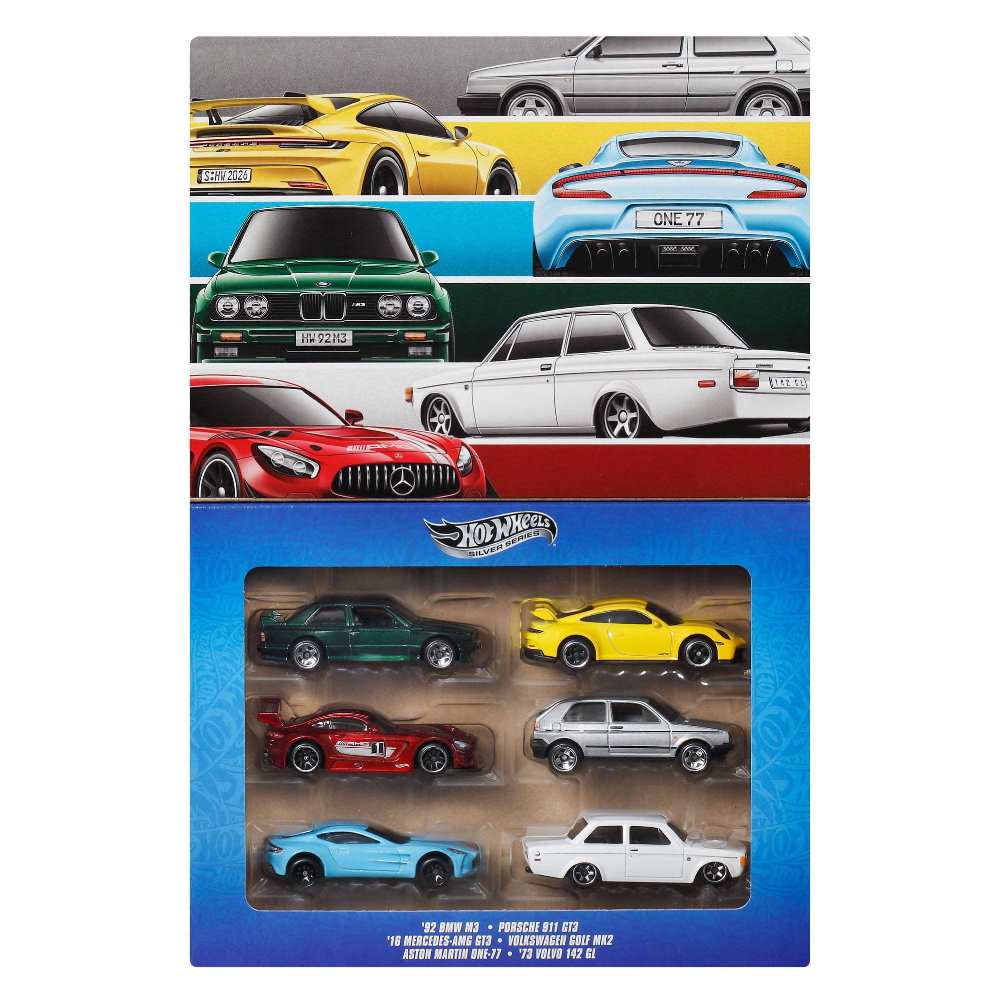 Hot Wheels 1:64 Scale Die-Cast Toy Cars, Set of 6 Euro Style