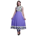 thumbnail image 1 of Bimba Robe Anarkali Fleur Violette Moyenne Col Mandarin Sans Manches Kurtis pour Femmes Imprimé Robe Maxi Petite, 1 of 6