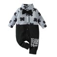 thumbnail image 1 of IROINID Savings Baby Bodysuit Long Sleeve Newborn Baby Spring Fall Boys Clothes Color Matching Button Rompers,Black, 1 of 4
