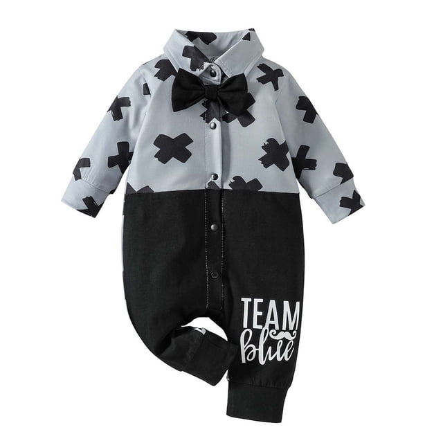 IROINID Savings Baby Bodysuit Long Sleeve Newborn Baby Spring Fall Boys Clothes Color Matching Button Rompers,Black