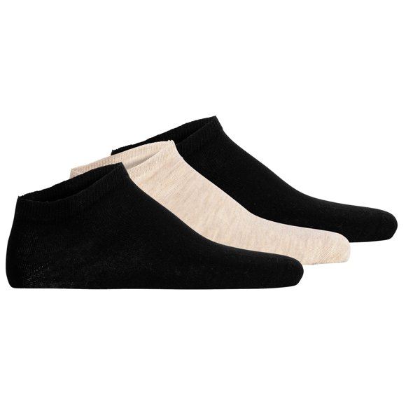 Hudson Chaussettes de Sport Unisexes, Lot de 3 - Faciles, Revers Confort, Chaussettes Courtes, Couleur Unie Noir/beige 39-42 (UK 5,5-8)