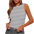 thumbnail image 1 of Dealovy Womens Tank Tops Summer Sleeveless Crew Neck Slim Fitted Striped Print Basic Tees Shirts, 1 of 4