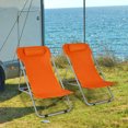 thumbnail image 3 of Costway Ensemble de 2 Chaises de Plage Portables 3 Positions avec Appui-Tête Orange, 3 of 10