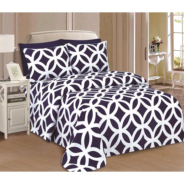 Beverly Hills 1800 Series Ultra Soft Printed 6 PC Sheet Set (Queen, Sean)