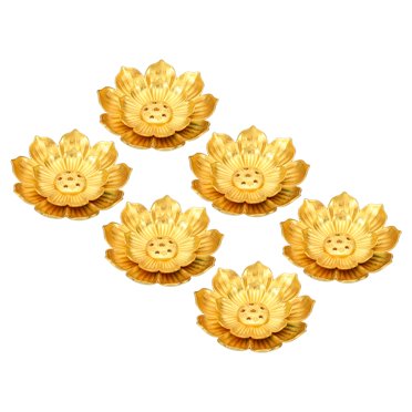 Unique Bargains Lotus Incense Stick Holder 6 Pack Incense Burner Plate Holder Alloy Incense Base Stand Gold Tone 2.2'