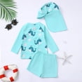 thumbnail image 5 of Product Classification Boys Swimwear Set Featuring Dinosaur Print Long Sleeve Rash Guard Swim Shirt with Swim Trunks and Hat for Summer Beach Pool, 5 of 5