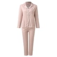thumbnail image 4 of 2025 Femmes Décontracté Col à Revers Bouton Vêtement de Nuit à Carreaux Imprimé Deux Pièces Pyjama Short pour Femmes Pyjama à Manches Longues Femmes Pyjamas, 4 of 6