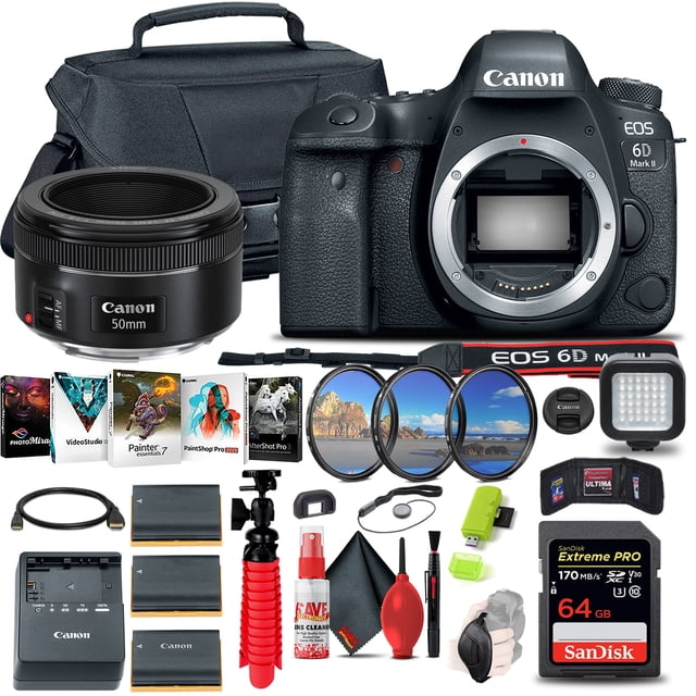 Canon EOS 6D Mark II Appareil Photo Reflex Numérique (1897C002) + Objectif Canon EF 50mm + Plus (Modèle International)