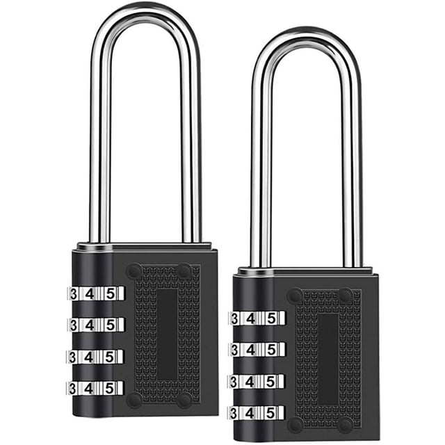 XZNGL 2PCS Combination Padlock Long Shackle Lock 4 Digit Resettable Combination Lock