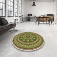 thumbnail image 4 of Ahgly Tapis d'Intérieur Lavable en Machine Carré Transitionnel Brun Gingembre Vert, 6 Pieds Carré, 4 of 7