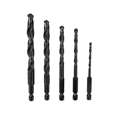 Hyper Tough 5-Piece 1/4-inch Hex Shank HSS Drill Bit Set