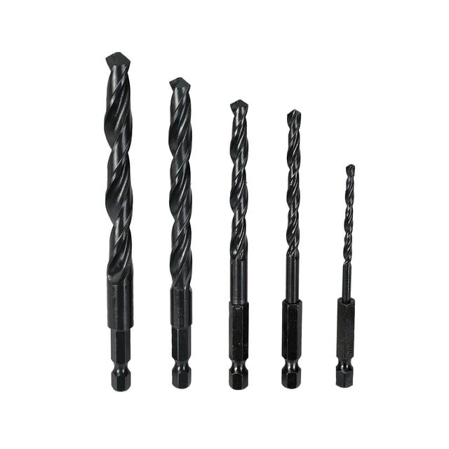 Hyper Tough 5-Piece 1/4-inch Hex Shank HSS Drill Bit Set