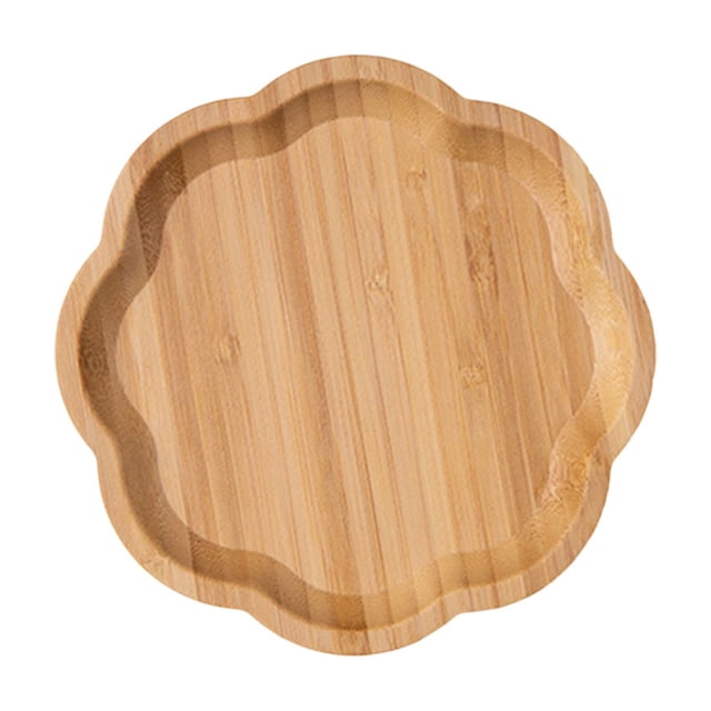 Dvruxg Bamboo Multi-Purpose Serving Tray, Wooden Fruit & Snack Platter, Splinter-Free Kitchen Storage Organizer for Parties & Everyday Use