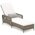 thumbnail image 1 of Gymax Patio Rattan Chaise Lounge Outdoor PE Wicker Sun Lounger w/ Adjustable Backrest Mix Gray, 1 of 10