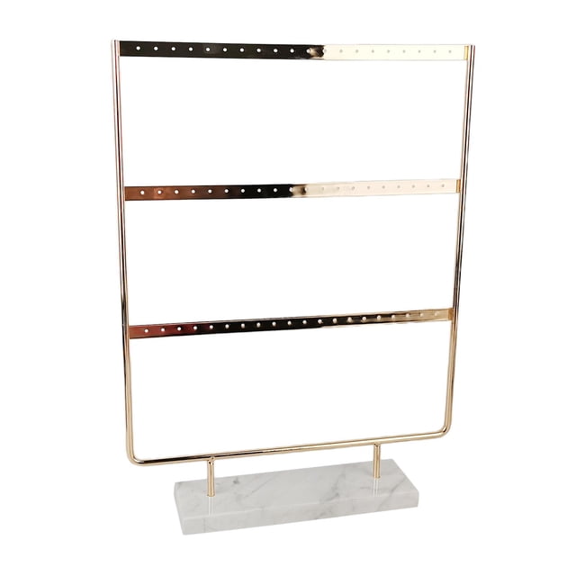 lionlar Personal Use Jewelry Display Stand Multi-layer Earring Stud Holder Marble Base, 3 Tier White Base