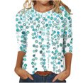 thumbnail image 1 of HKEJIAOI Blouse pour Femmes 3/4 Manches Imprimé Floral Col Rond XL Été Hauts, 1 of 5