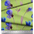 thumbnail image 3 of Soimoi Green Rayon Fabric Leaves,Purple & Blue Floral Print Sewing Fabric BTY 42 Inch Wide, 3 of 3