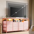 thumbnail image 2 of TV Stand with 10 Fabric Drawers for 65 70 75 Inches TV, 63" W Entertainment Center TV Console Table with LED Lights & Power Outlets & Open Storage Shelves, 2 of 8