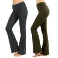thumbnail image 1 of CHUANK Womens & Plus Stretch Cotton Fold-Over High Waist Bootcut Workout Flared Yoga Pants, 1 of 4