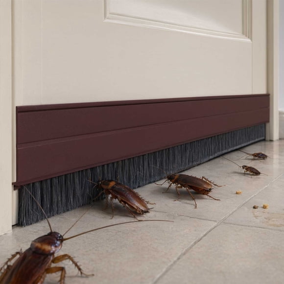 BRELIL 35,43 Butée de Porte Po, Joint Auto-Adhésif Résistant aux Intempéries, Réduction du Bruit Balayage sous Porte, Joint à Brosse Blocker, Bande d'Isolation pour Interstice de Porte