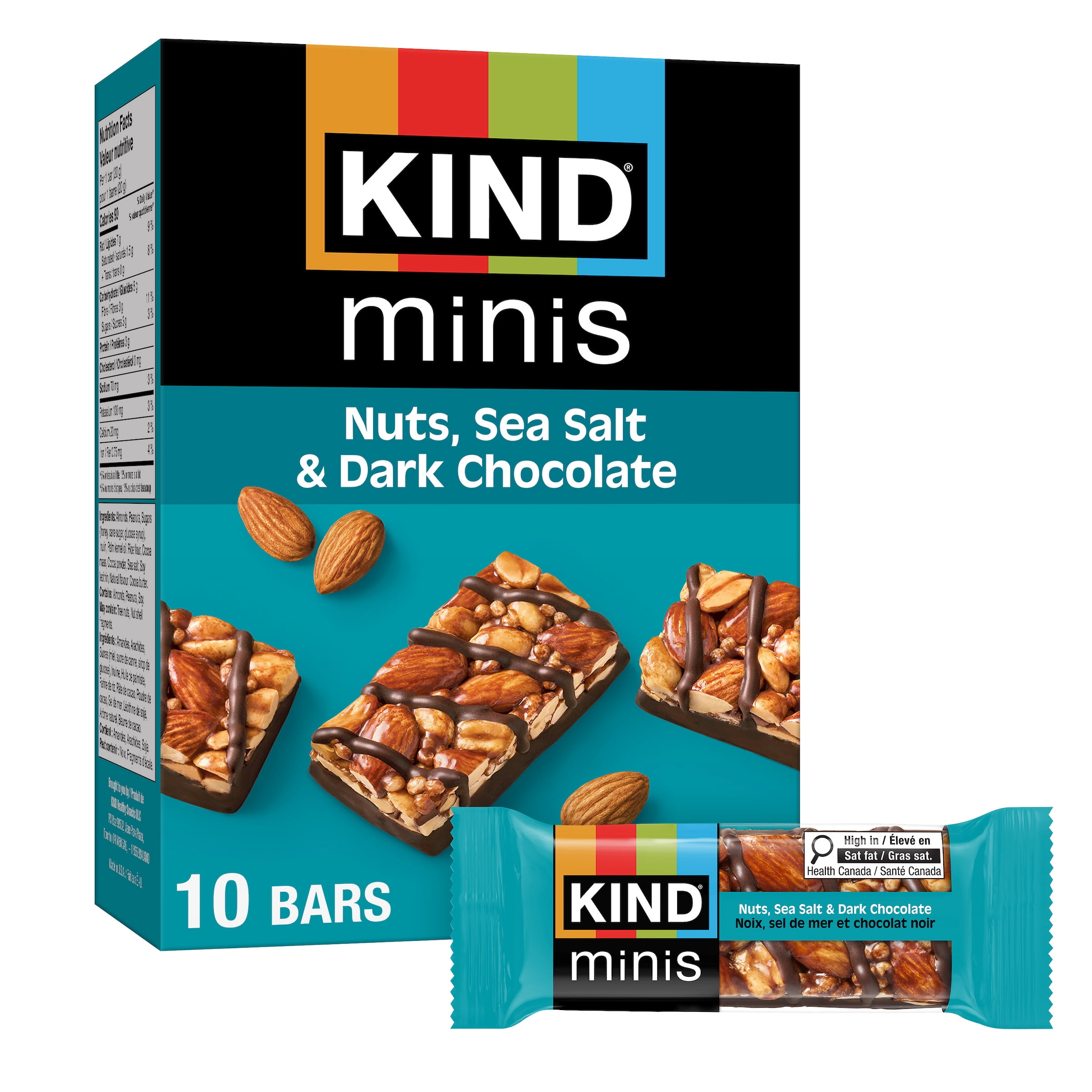 KIND Minis, Nuts Sea Salt & Dark Chocolate Snack Bars, 20g, 10 Bars