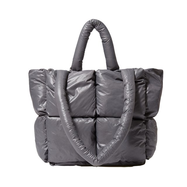 Wweixi Lightweight Puffer Tote Bag With Padded Comfortable Shoulder Straps Large Capacity Shoulder Bag Gray 1Set