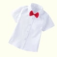 thumbnail image 4 of MeetoTime Baby Short Sleeve Blouse Solid Color Gentleman's School Uniform Button-down Shirt for Boys Baby Clothes 2-14Years, 4 of 5